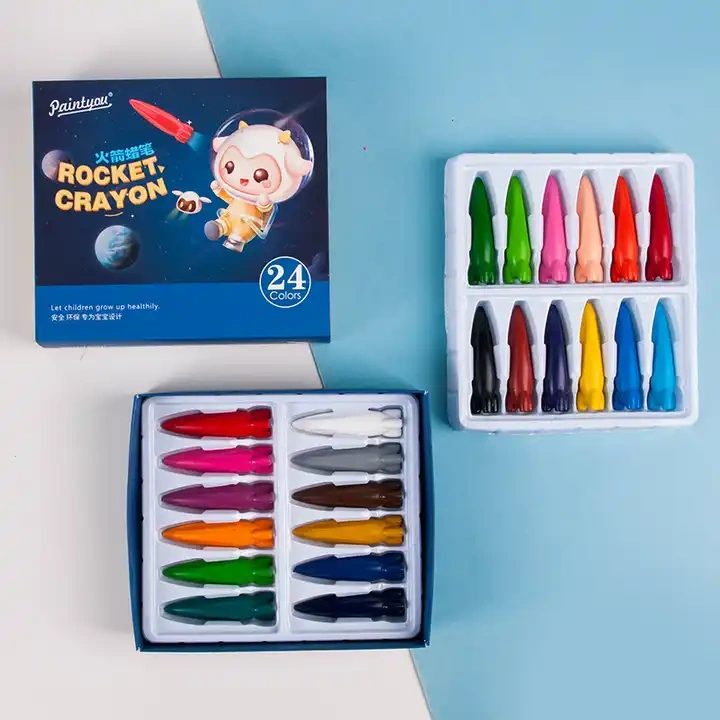 8 12 24 36 Colours Art Cryon Paint Stick Peanut Rocket Crayon Set