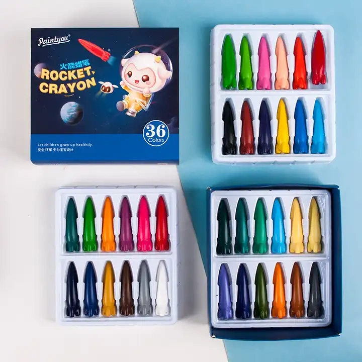 8 12 24 36 Colours Art Cryon Paint Stick Peanut Rocket Crayon Set