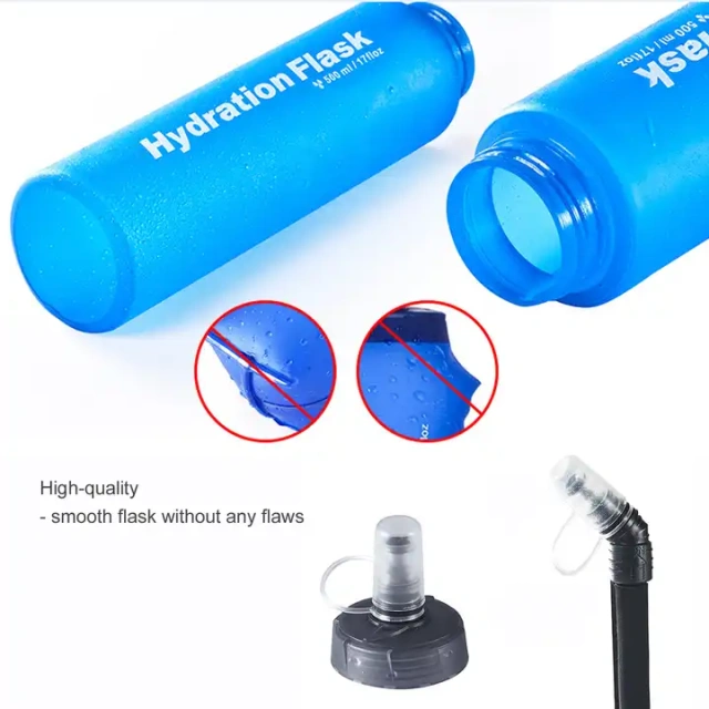 Outdoor Foldable TPU Soft Flask Sports Running Water Bottle Collapsible Flask Water Bottles for Running Climbing Hydration flask