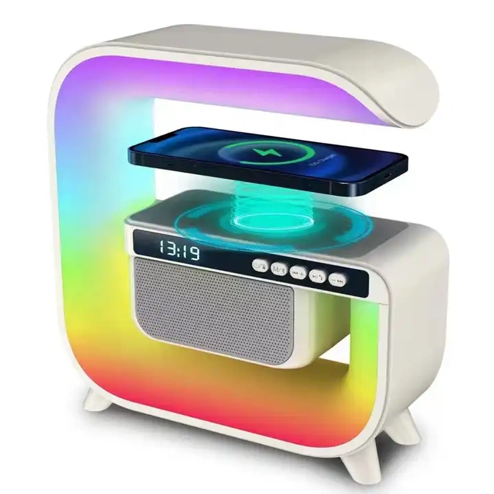 Multi-Function BT Speaker with Led Atmosphere Rgb Lamp G3 Phone Wireless Charger Station