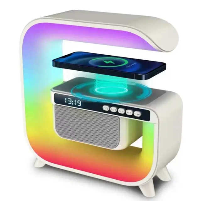 Multi-Function BT Speaker with Led Atmosphere Rgb Lamp G3 Phone Wireless Charger Station
