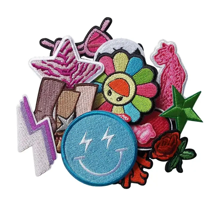Custom Packing Logo Free Sample Gift Garment Flowers Embossed Embroidered Scout Patches Iron On Embroidery Badges for clothes
