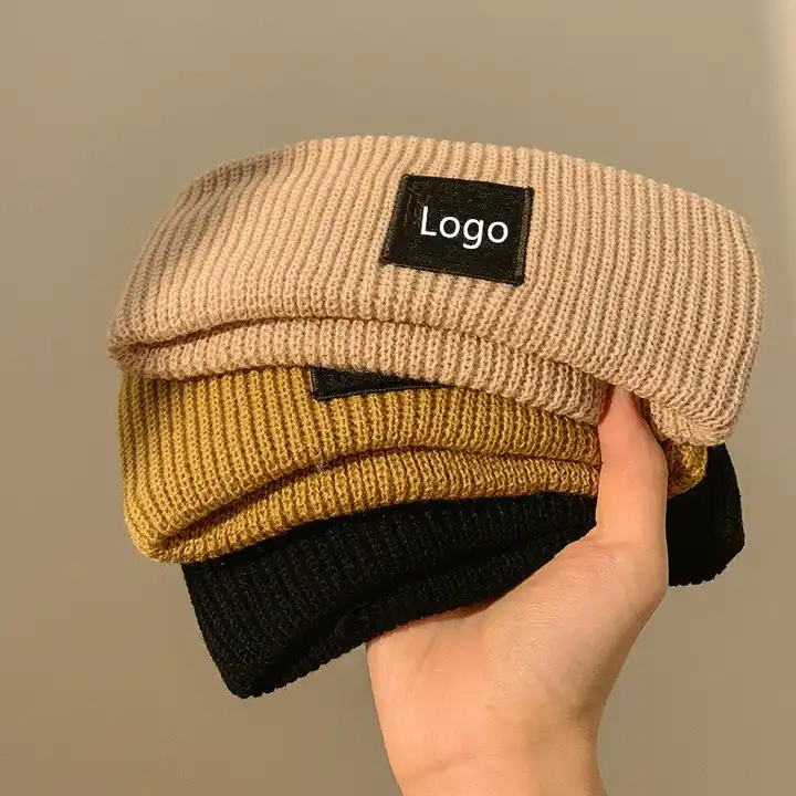 Custom Winter Headwraps Ear Knitted With Patch Logo Headband Acrylic Hats women