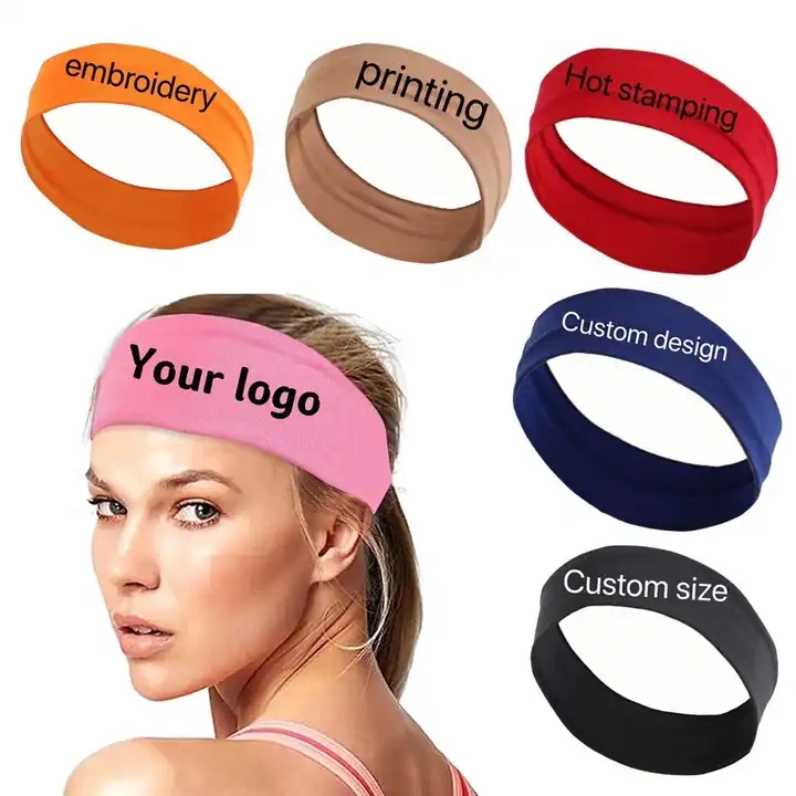 customized logo sport 100%cotton headband embroidery hot stamping milk fiber
