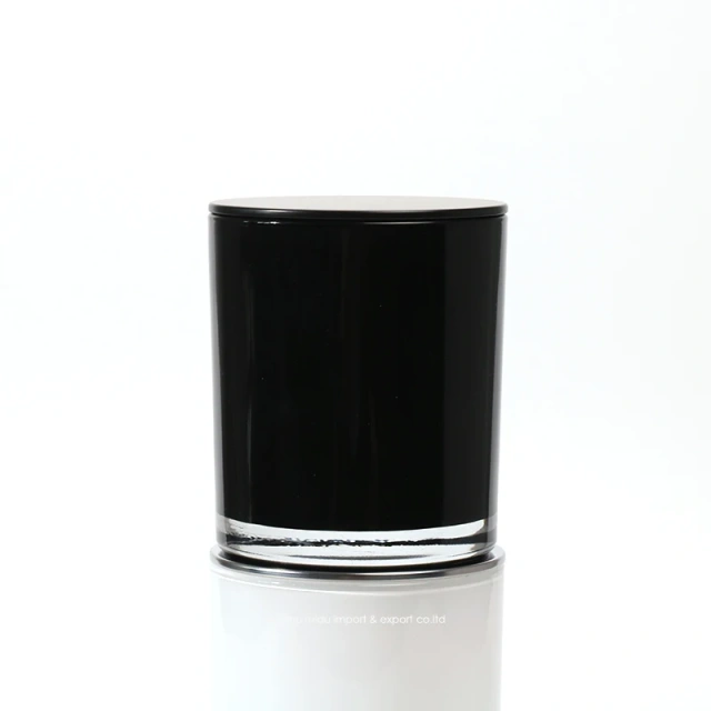 Custom Logo Luxury 8oz 10oz 12oz white black Glass Candle Jars With Lid For Candle Making
