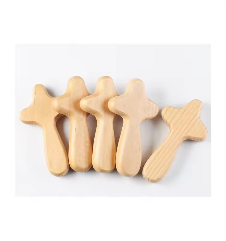 Mini Wood Holding Hand Cross Handheld Wooden Cross Christian Religious Gift