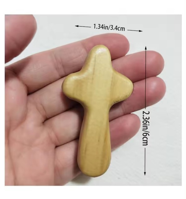 Mini Wood Holding Hand Cross Handheld Wooden Cross Christian Religious Gift