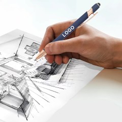 Soft Rubber Rose Gold Parts Metal Stylus Touch Ball Pen