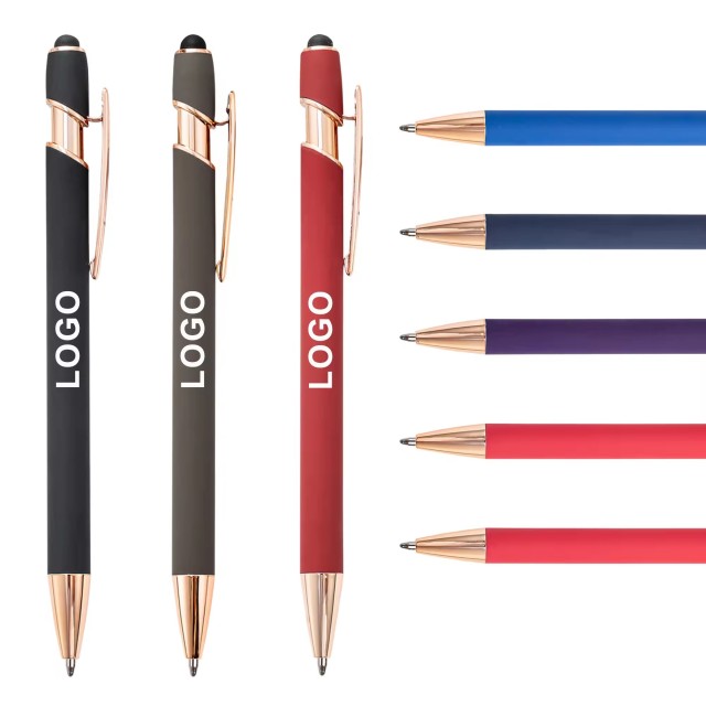 Soft Rubber Rose Gold Parts Metal Stylus Touch Ball Pen