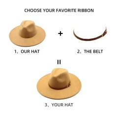 Faux Wool Big Wide Brim Felt Hat 9.5cm Fadora fedora hats for women men Ladies Spring