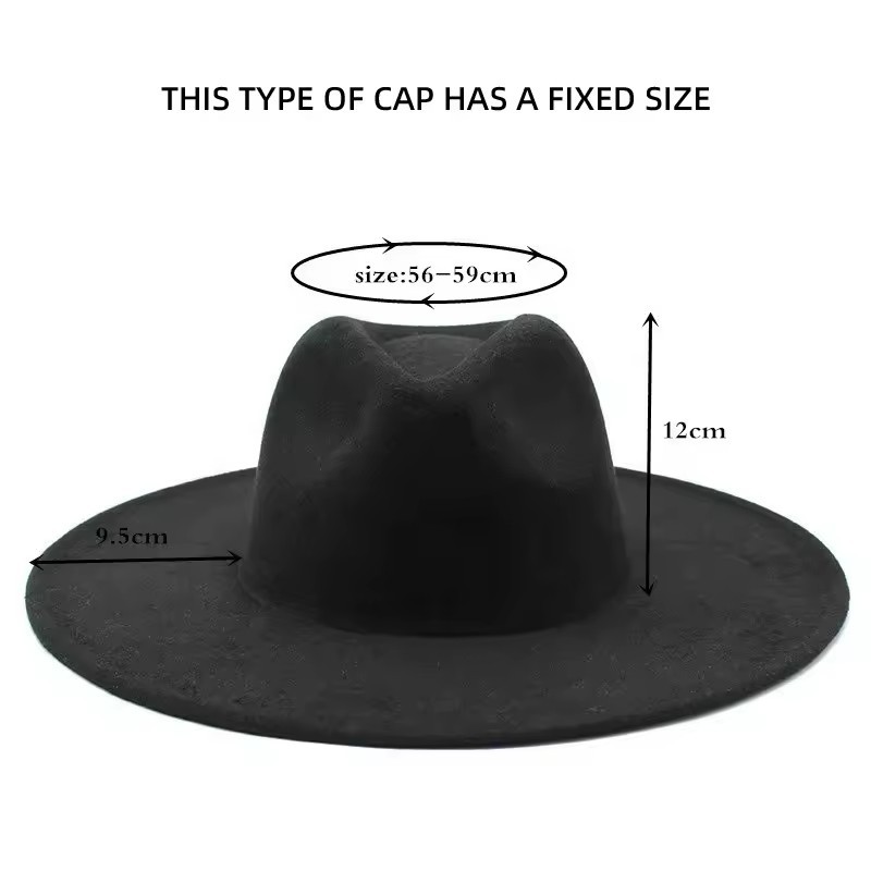 Faux Wool Big Wide Brim Felt Hat 9.5cm Fadora fedora hats for women men Ladies Spring