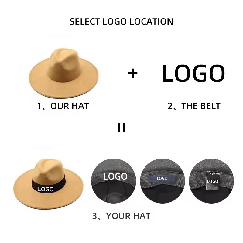 Faux Wool Big Wide Brim Felt Hat 9.5cm Fadora fedora hats for women men Ladies Spring