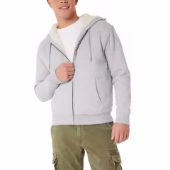 Oem Winter Thick Warm Hoodie Jacket With Hood For Men Plain Grey Hoodies Fleece Zip Hoodie