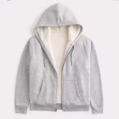 Oem Winter Thick Warm Hoodie Jacket With Hood For Men Plain Grey Hoodies Fleece Zip Hoodie