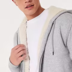 Oem Winter Thick Warm Hoodie Jacket With Hood For Men Plain Grey Hoodies Fleece Zip Hoodie