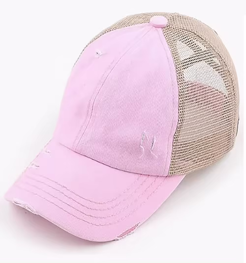 women ladies high custom sports spandex X cross crisscross pony tail baseball trucker caps hats with ponytail hair hole holder