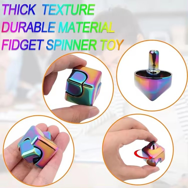 4 in 1 Fidget Spinner Cube Finger Top Decompression Tool Anti-Anxiety Focusing Stress Relief Fidget Toys for Kids and Adults
