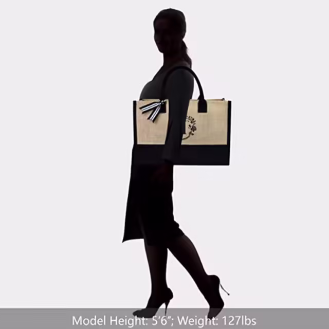 Reusable Custom Logo Jute Handle Blank Splice Cheap Weekend Shopping Womens Travel Beach Bag