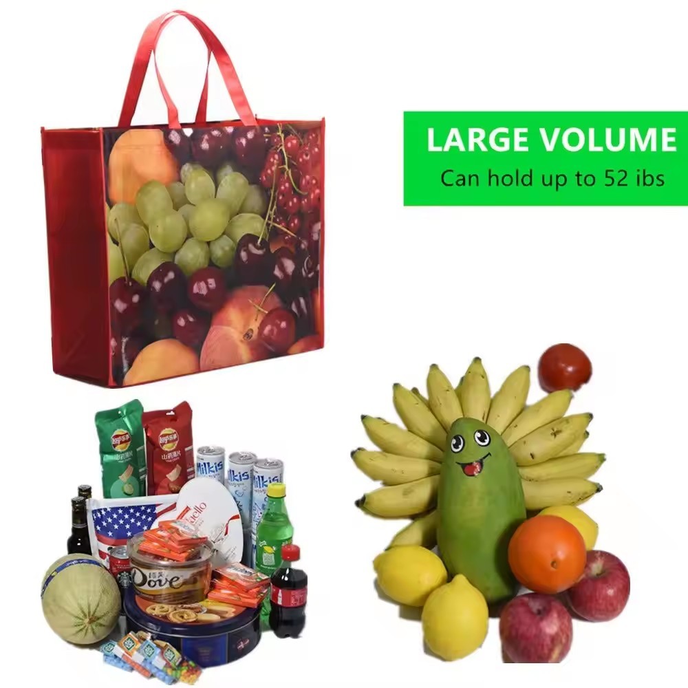 custom eco recycled bags grocery promotional laminated non woven tote shopping bag