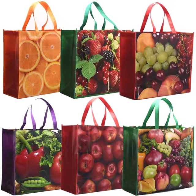 custom eco recycled bags grocery promotional laminated non woven tote shopping bag