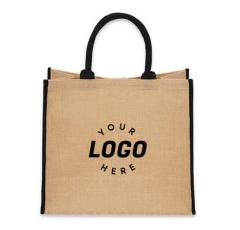 Custom Logo Borsa Juta Stoffa Personalizzata Bolsa Sac En Jute Tas Gunny Shopping Tote Bag With Handle