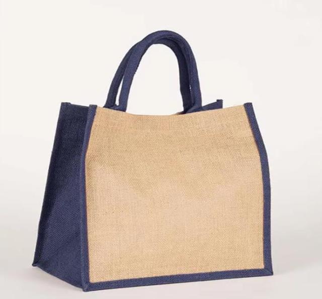 Custom Logo Borsa Juta Stoffa Personalizzata Bolsa Sac En Jute Tas Gunny Shopping Tote Bag With Handle