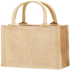 Custom Logo Borsa Juta Stoffa Personalizzata Bolsa Sac En Jute Tas Gunny Shopping Tote Bag With Handle
