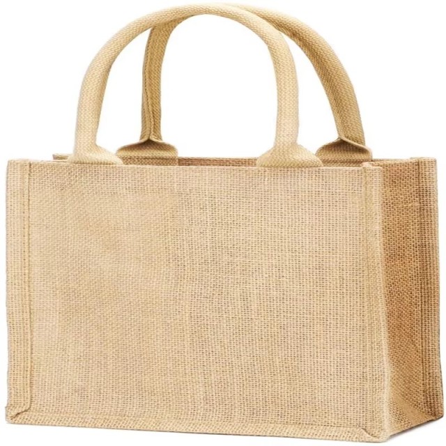 Custom Logo Borsa Juta Stoffa Personalizzata Bolsa Sac En Jute Tas Gunny Shopping Tote Bag With Handle