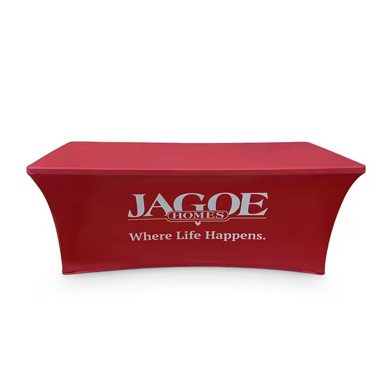Custom Logo Spandex Table Cover 6ft Fitted Stretch Table Cloth Hotel Wedding Exhibition Party Tablecloth