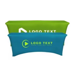 Custom Logo Spandex Table Cover 6ft Fitted Stretch Table Cloth Hotel Wedding Exhibition Party Tablecloth