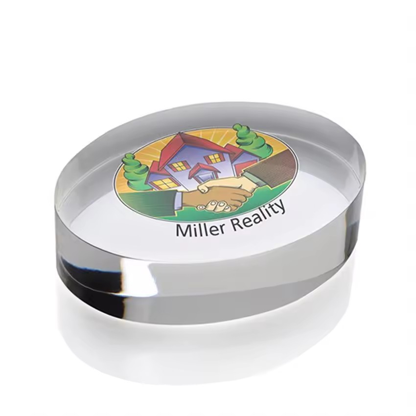 custom made crystal glass Lucite challenge coin paperweight