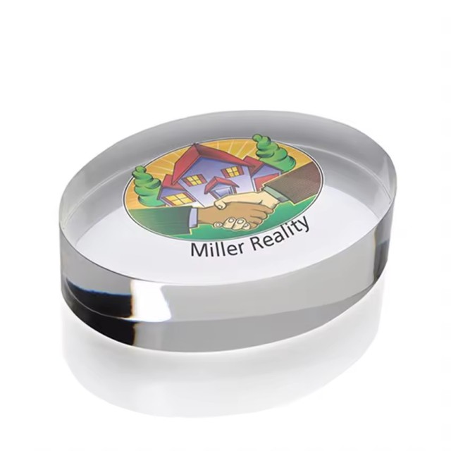 custom made crystal glass Lucite challenge coin paperweight