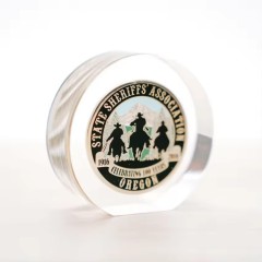 custom made crystal glass Lucite challenge coin paperweight