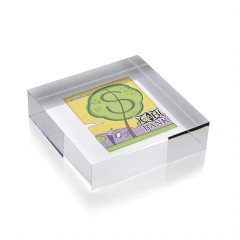 custom made crystal glass Lucite challenge coin paperweight