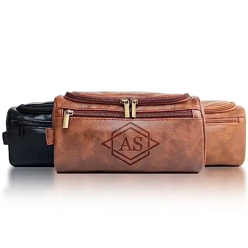 Top Sales Personalized Leather Toiletry kit Mens Wash Pouch bag for man/ Convenient cosmetic leather bag Waterproof Dopp Kit Bag
