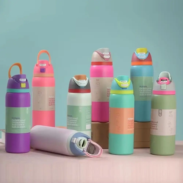 2024 Hot Sale 24oz 32oz Insulated Stainless Steel Water Bottle with Straw for Sports Wala Sports Water Bottle