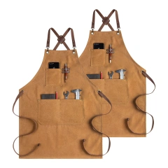 Custom Embroidery Camel Canvas Apron Multi-functional Pocket Hairdresser Woodworking Overalls Kitchen Repair Cleaning Tool Apron