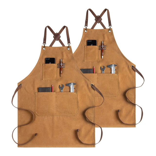 Custom Embroidery Camel Canvas Apron Multi-functional Pocket Hairdresser Woodworking Overalls Kitchen Repair Cleaning Tool Apron