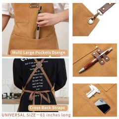 Custom Embroidery Camel Canvas Apron Multi-functional Pocket Hairdresser Woodworking Overalls Kitchen Repair Cleaning Tool Apron