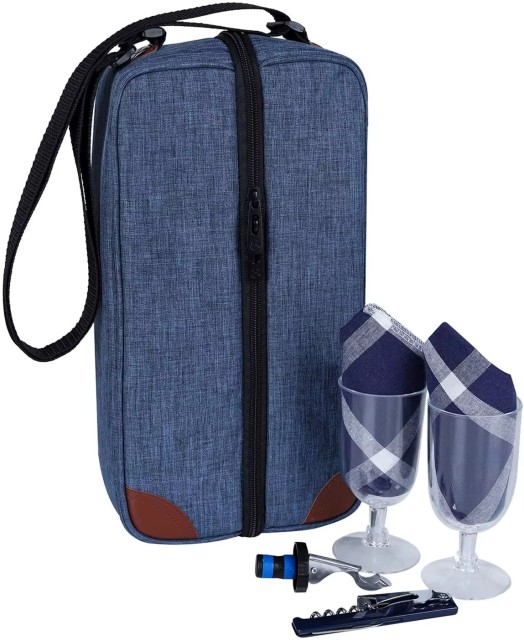 Factory Direct Custom Logo Travel Picnic Set Insulated Cooler Red Wine Tote Bag With Cooler Compartment