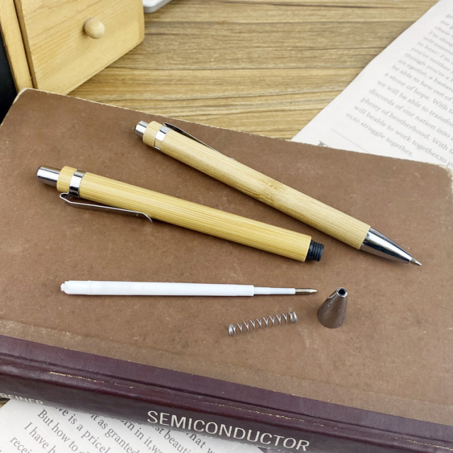 Custom Logo Eco-Friendly Bamboo Wood Ballpoint Pen 1.0mm Writing Width Blue/Black Ink Durable Sustainable Office & School Use