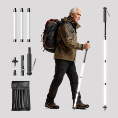Multifunctional Light-Up Trekking Pole Folding Portable Rechargeable Lighting Climbing Walking Stick Light Hiking