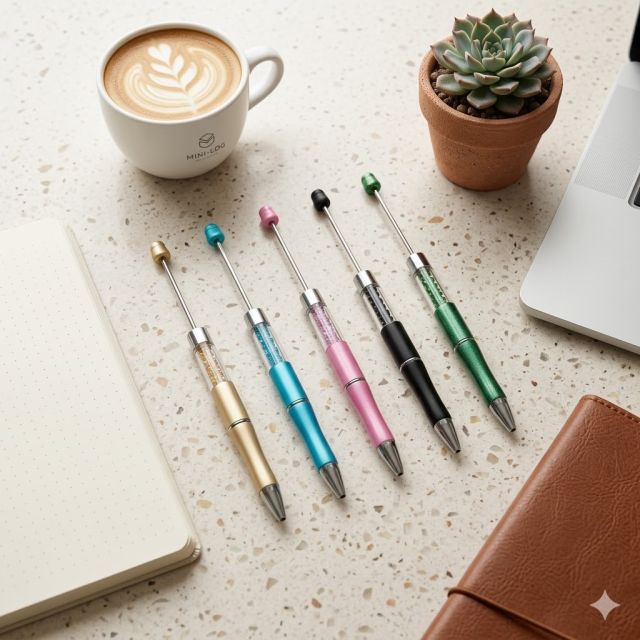 Cute Funny Rhinestone Beaded Beadable Ballpoint Pens Multi Function Custom Logo Pens Wholesale Unique 1.0mm Click Pens