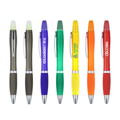 Customized Logo Highlighter Pens Creative Designs 2-in-1 Stationery Orange Novelty Ballpoint Pen School Students 1.0mm Writing