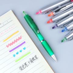 Customized Logo Highlighter Pens Creative Designs 2-in-1 Stationery Orange Novelty Ballpoint Pen School Students 1.0mm Writing
