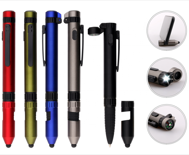 6 in 1 Tool Ballpoint Pen Multi-function with Customized logo Stylus Phone Holder Pen Screwdriver Pen