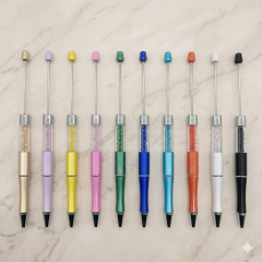 Cute Funny Rhinestone Beaded Beadable Ballpoint Pens Multi Function Custom Logo Pens Wholesale Unique 1.0mm Click Pens