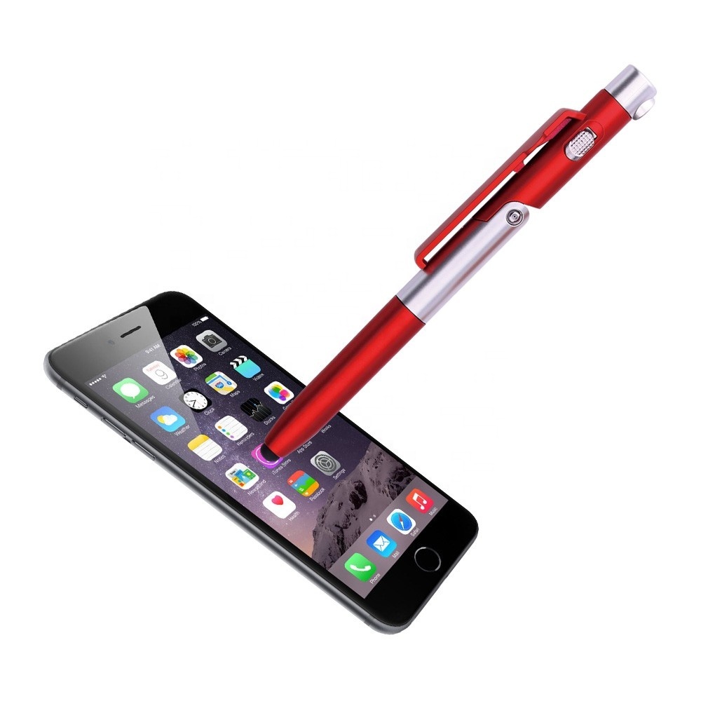 Best Gift Custom Logo 5-in-1 Light Touch Phone Holder Pen Novelty Business Promotional Pen Hot Selling Plastic Pen