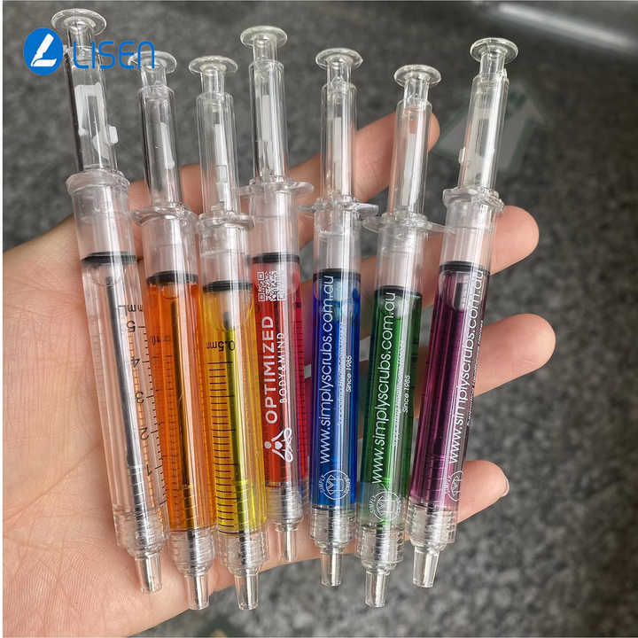Promotional Gifts Customized logo Hospital Doctor Nurse Pens Medical Injection Pens Novelty Plastic Syringe Ballpoint Pens