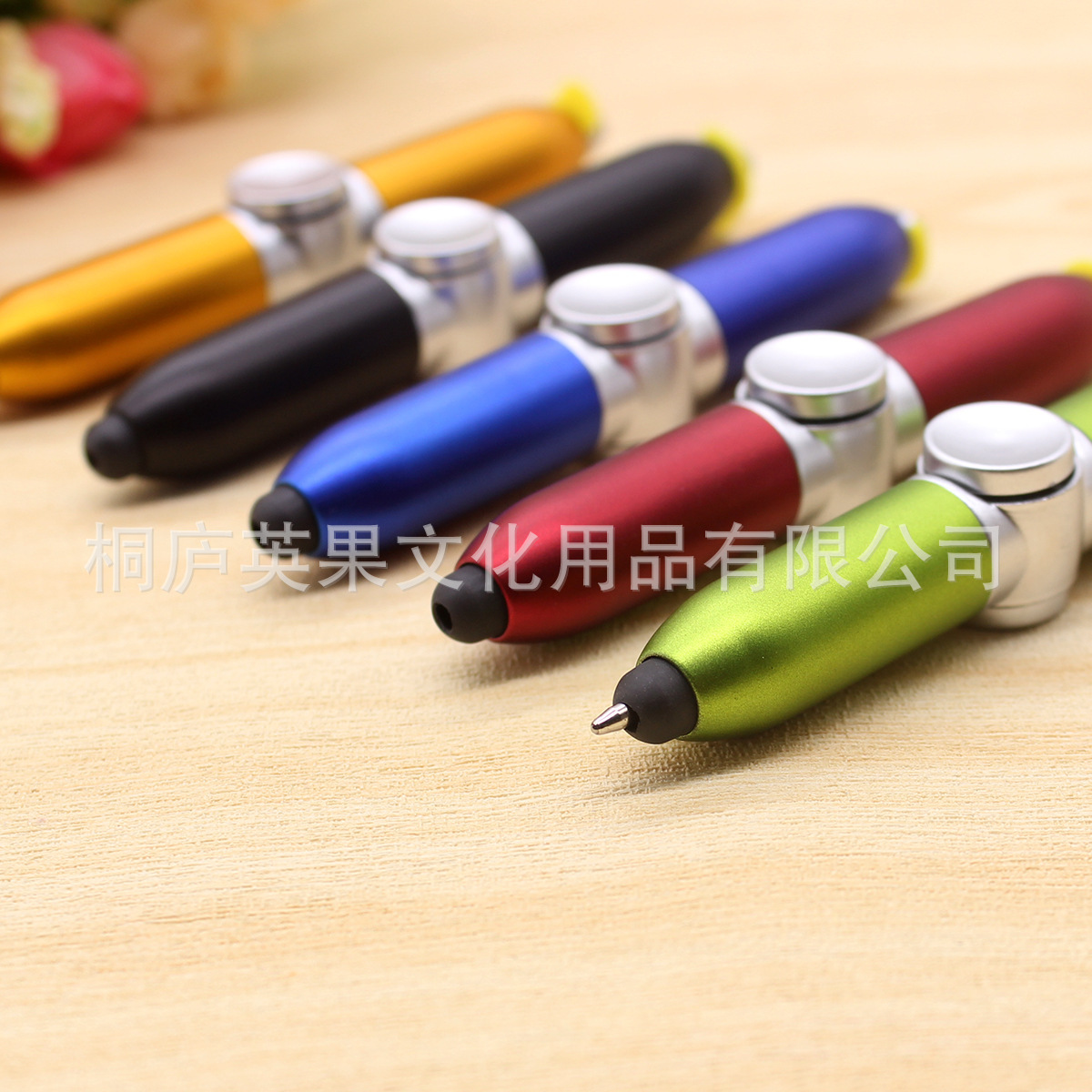 1.0MM Ballpoint Pen LED Lamp Creative Stress Relief Finger Top Spinner Pen Enterprise Customized LOGO Festival Gifts